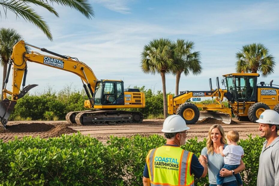 Excavation and grading services in action with a family-oriented team on a Gulf Coast construction site