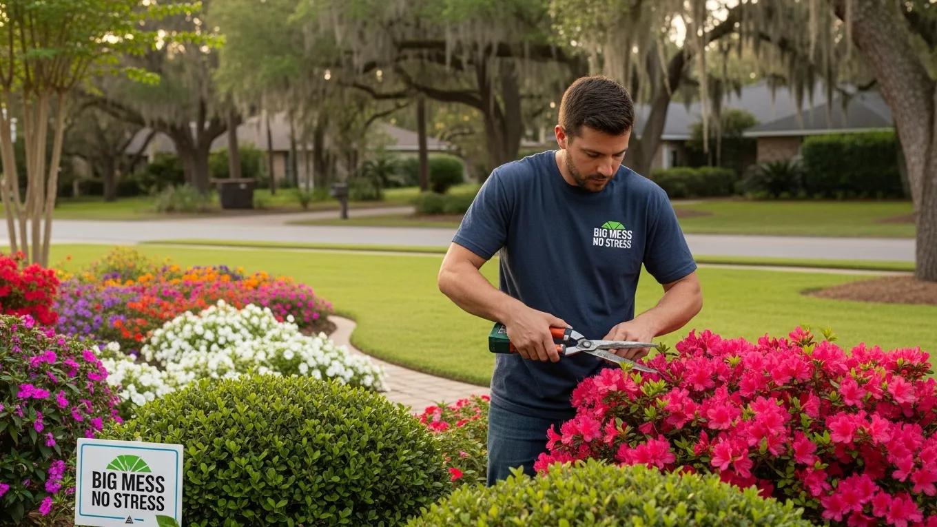 Springtime bush trimming in Pensacola highlighting seasonal care