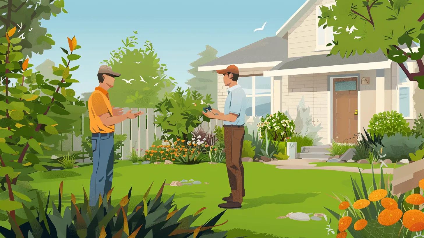 Homeowner discussing landscaping project with a professional to obtain a quote